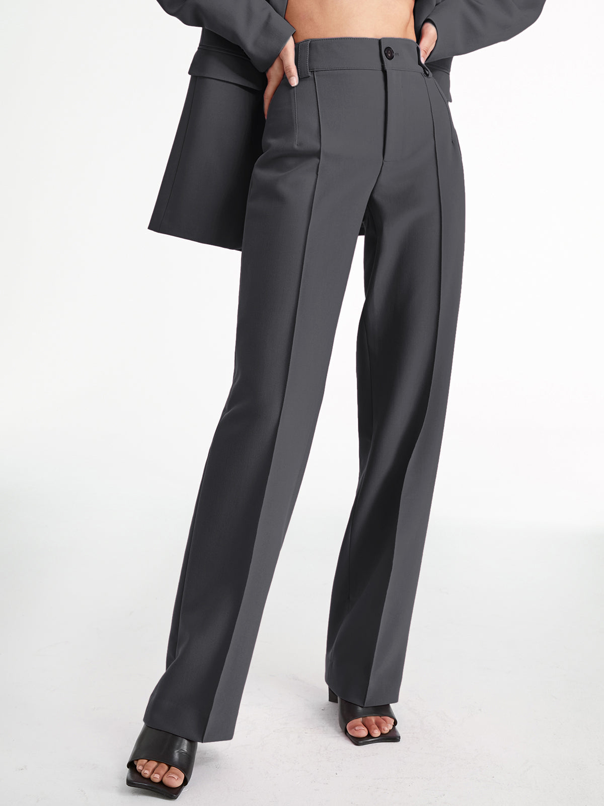 Crown Elara™ | High Waisted Pleat Front Trousers