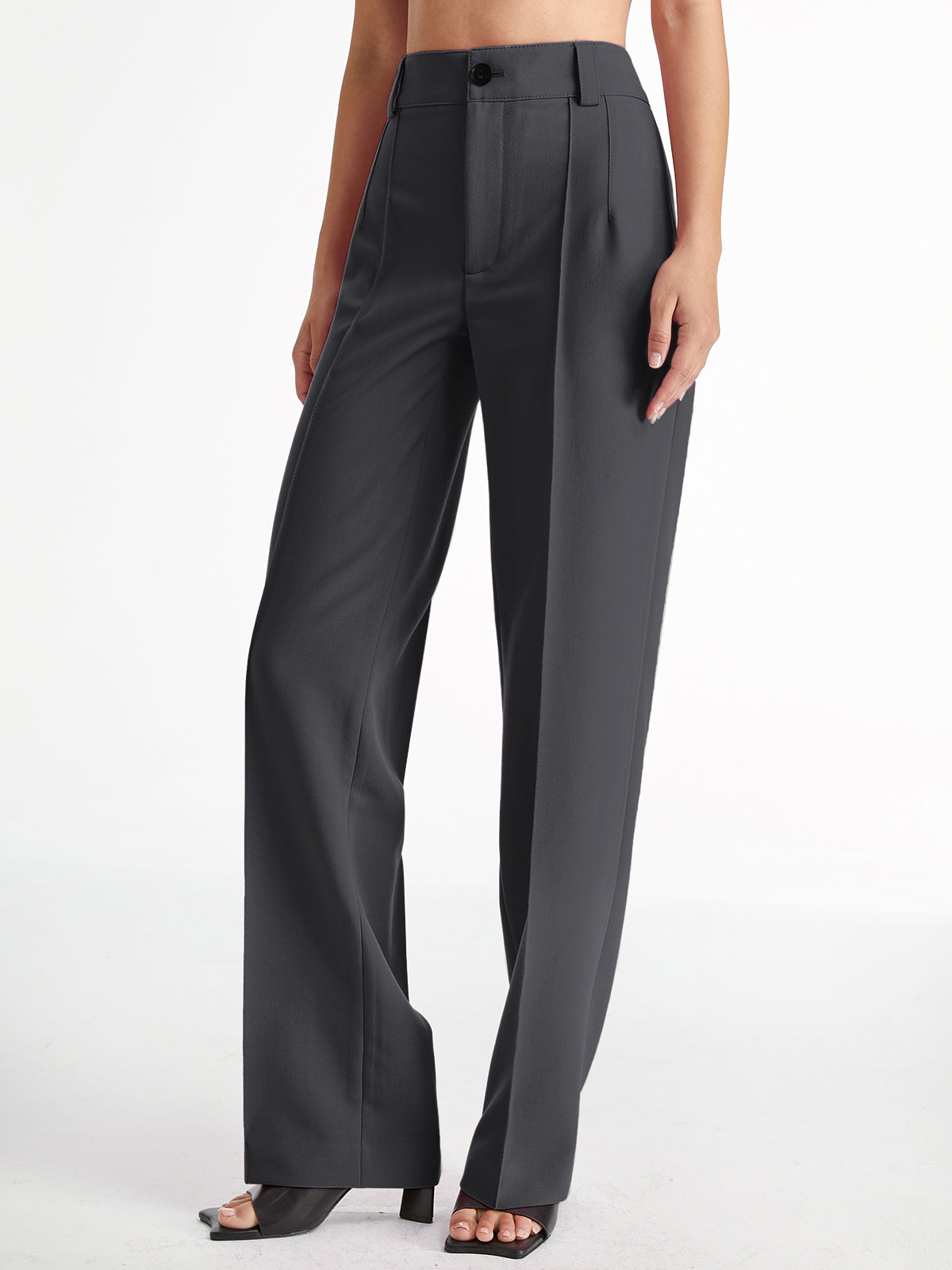 Crown Elara™ | High Waisted Pleat Front Trousers
