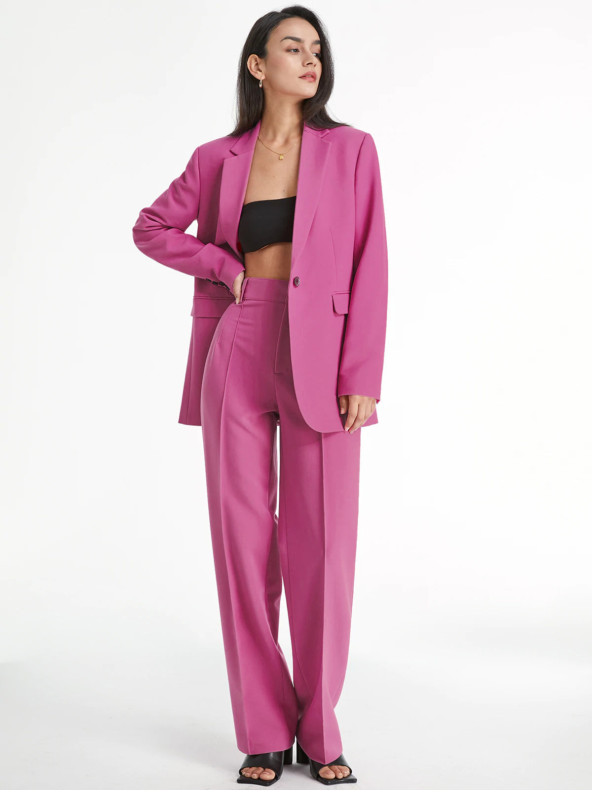 Crown Elara™ | High Waisted Pleat Front Trousers