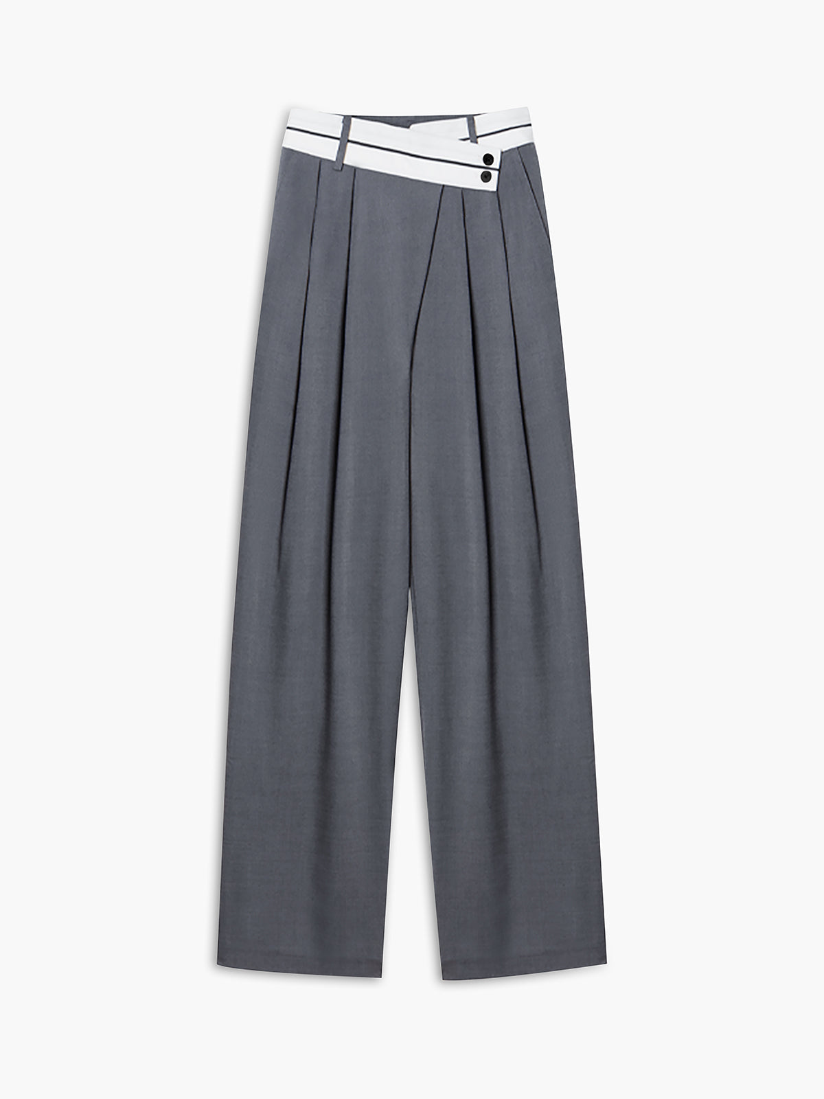 Crown Elara™ | Asymmetrical Waistband Wide Leg Trousers