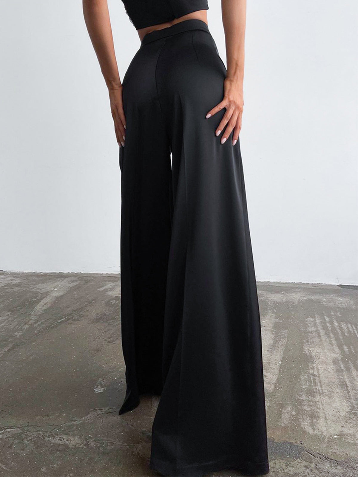 Crown Elara™ | Satin Wide Leg Trousers