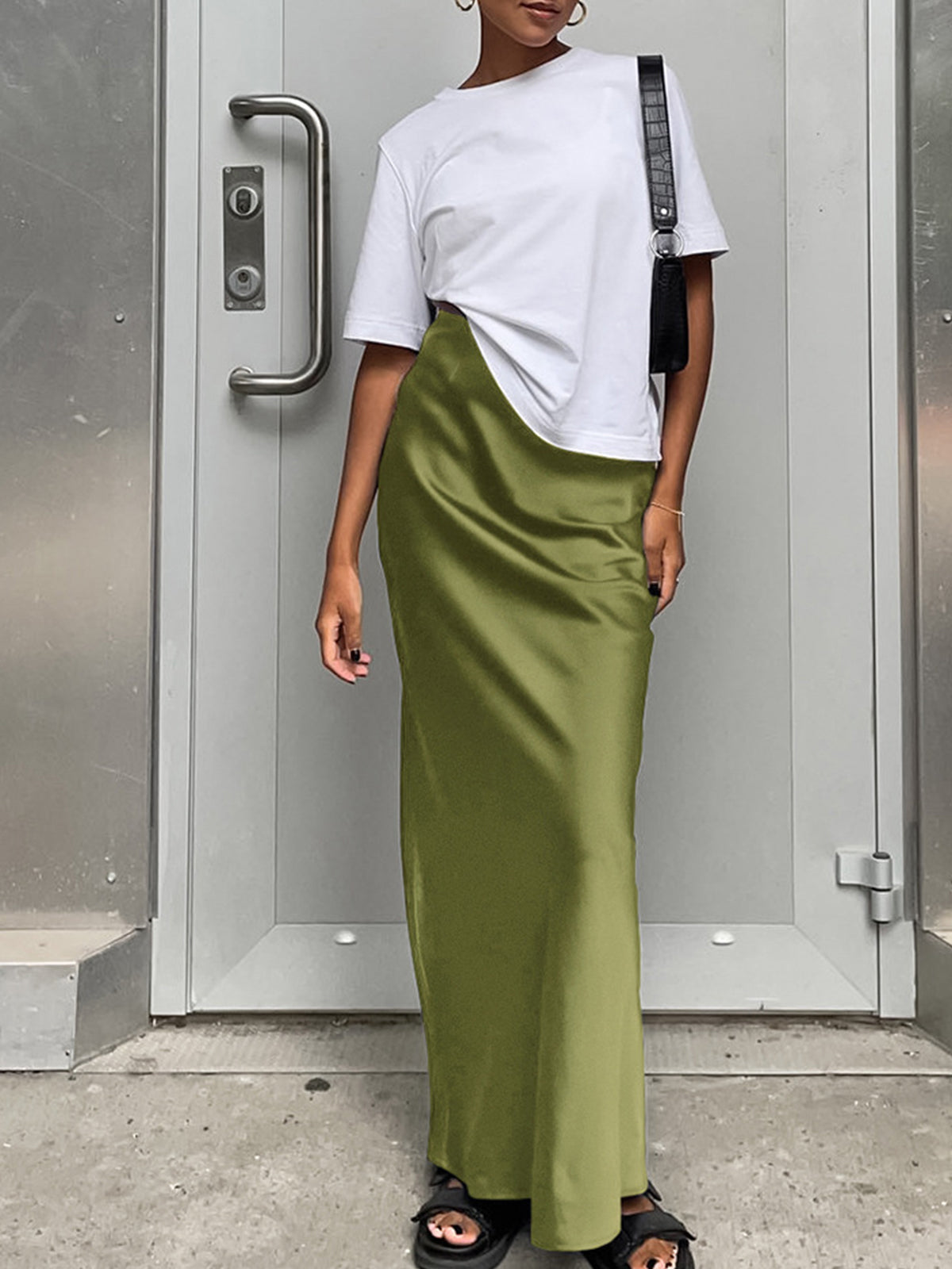 Crown Elara™ | Satin Maxi Skirt