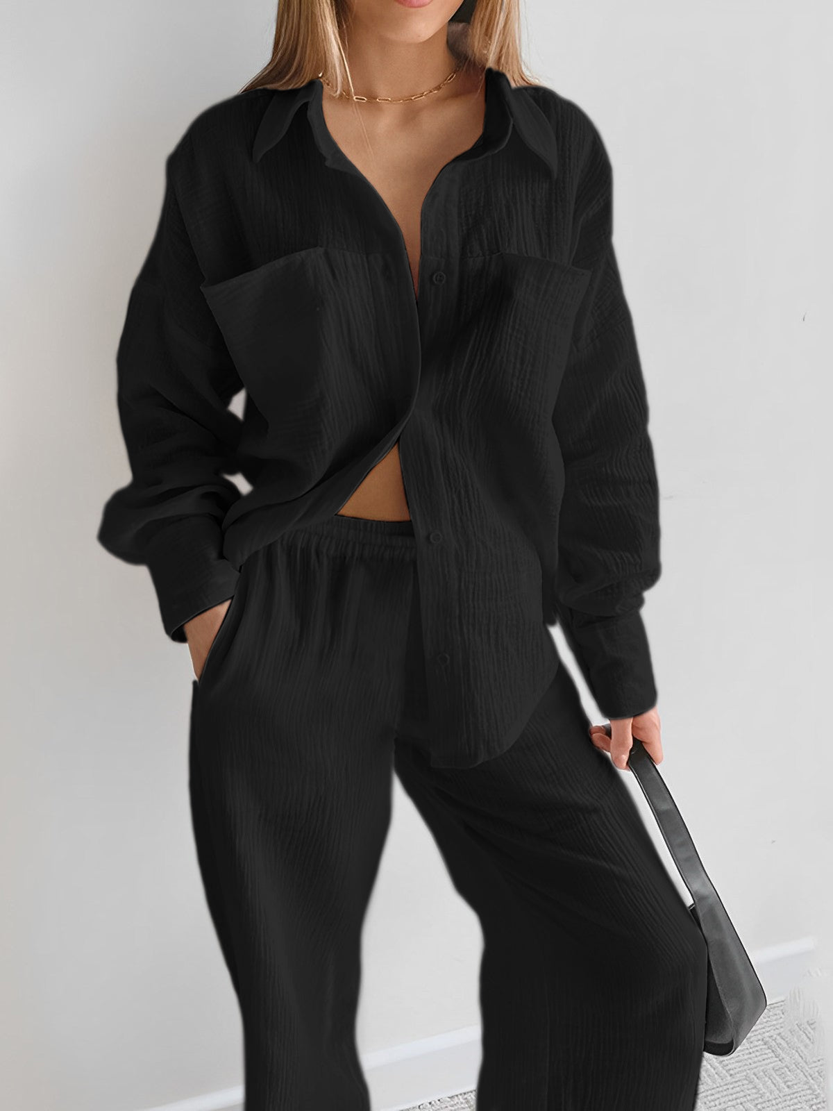 Crown Elara™ | Cotton Two Piece Pants Set