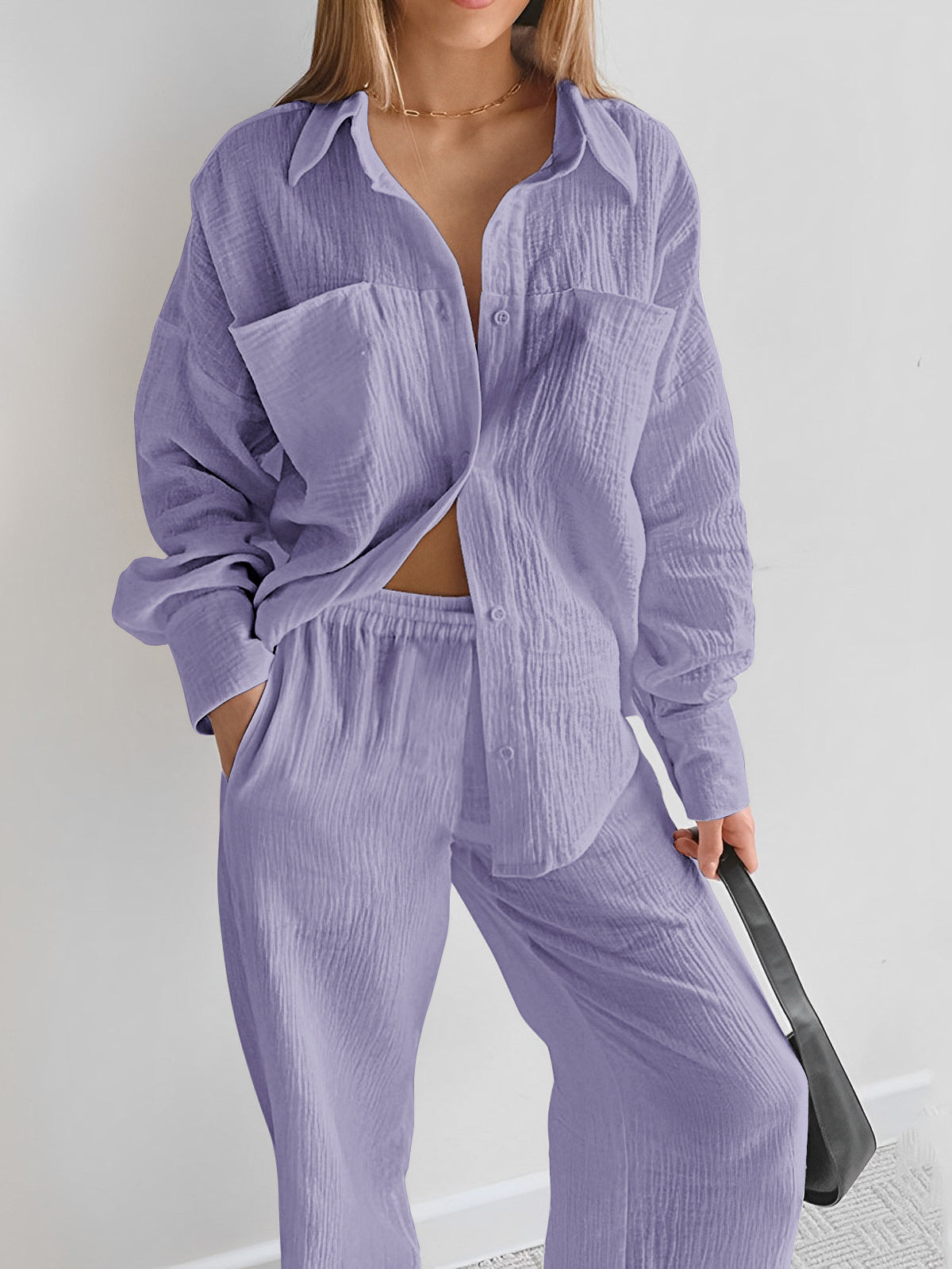 Crown Elara™ | Cotton Two Piece Pants Set