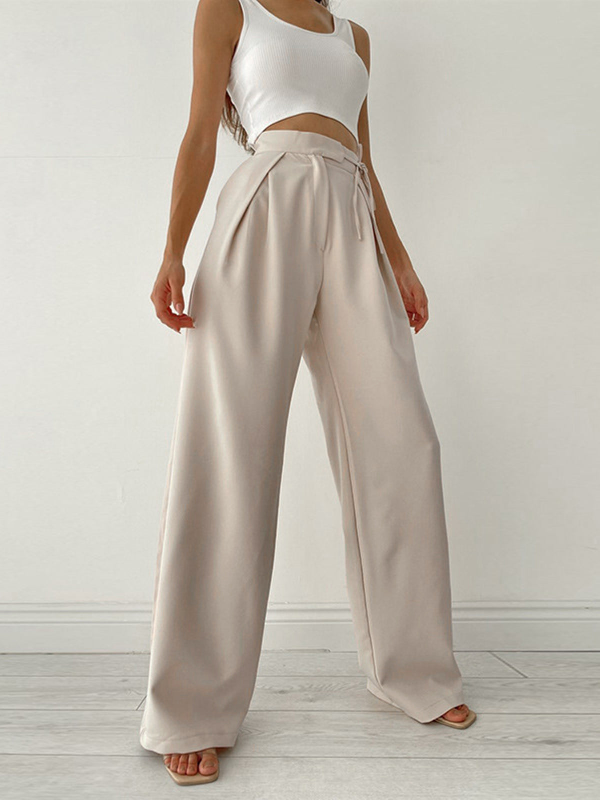 Crown Elara™ | Palazzo Tied Wide Leg Trousers