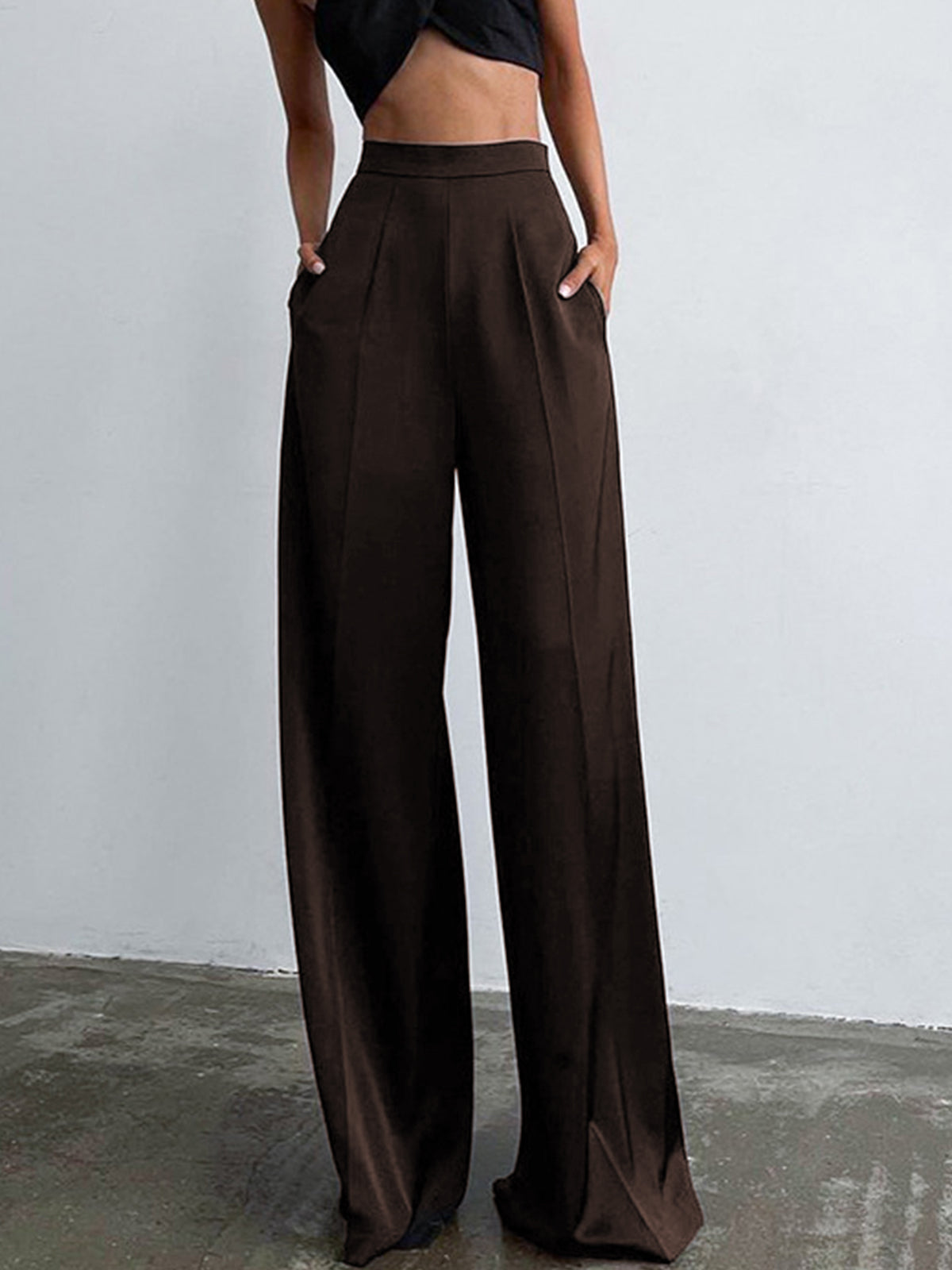 Crown Elara™ | Satin Wide Leg Trousers