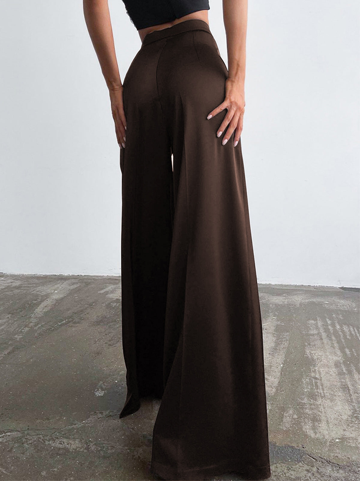 Crown Elara™ | Satin Wide Leg Trousers