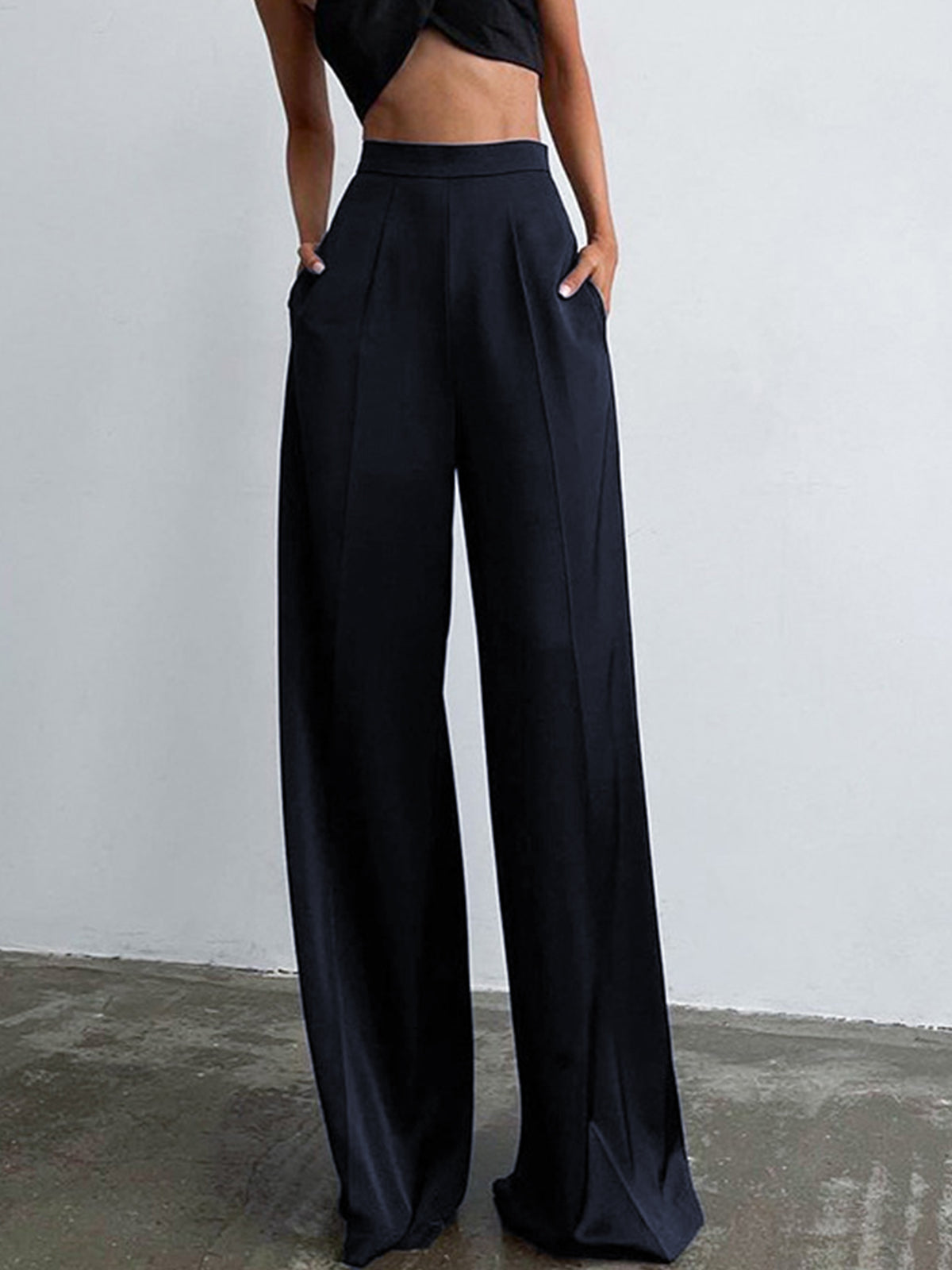 Crown Elara™ | Satin Wide Leg Trousers