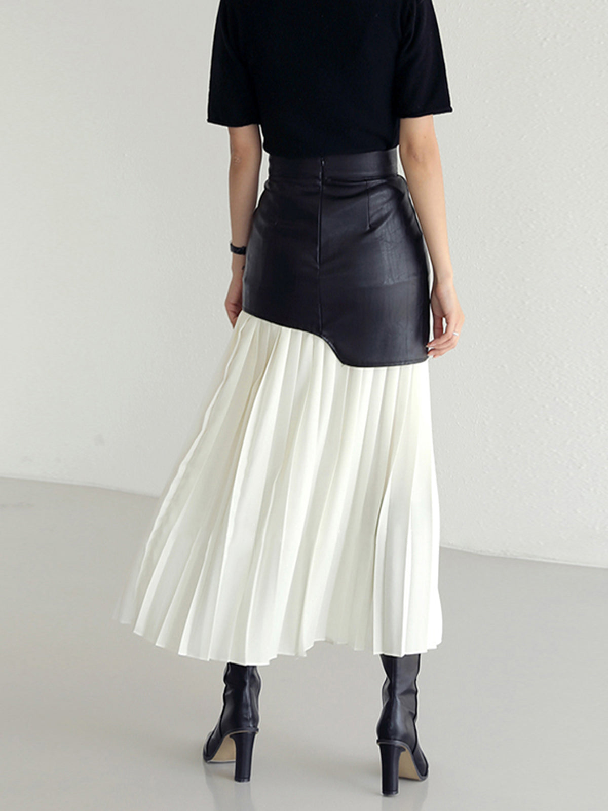Crown Elara™ | Asymmetric Patchwork Midi Skirt