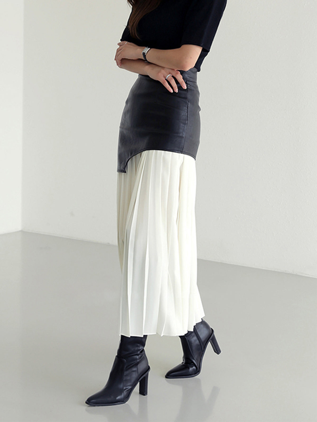 Crown Elara™ | Asymmetric Patchwork Midi Skirt