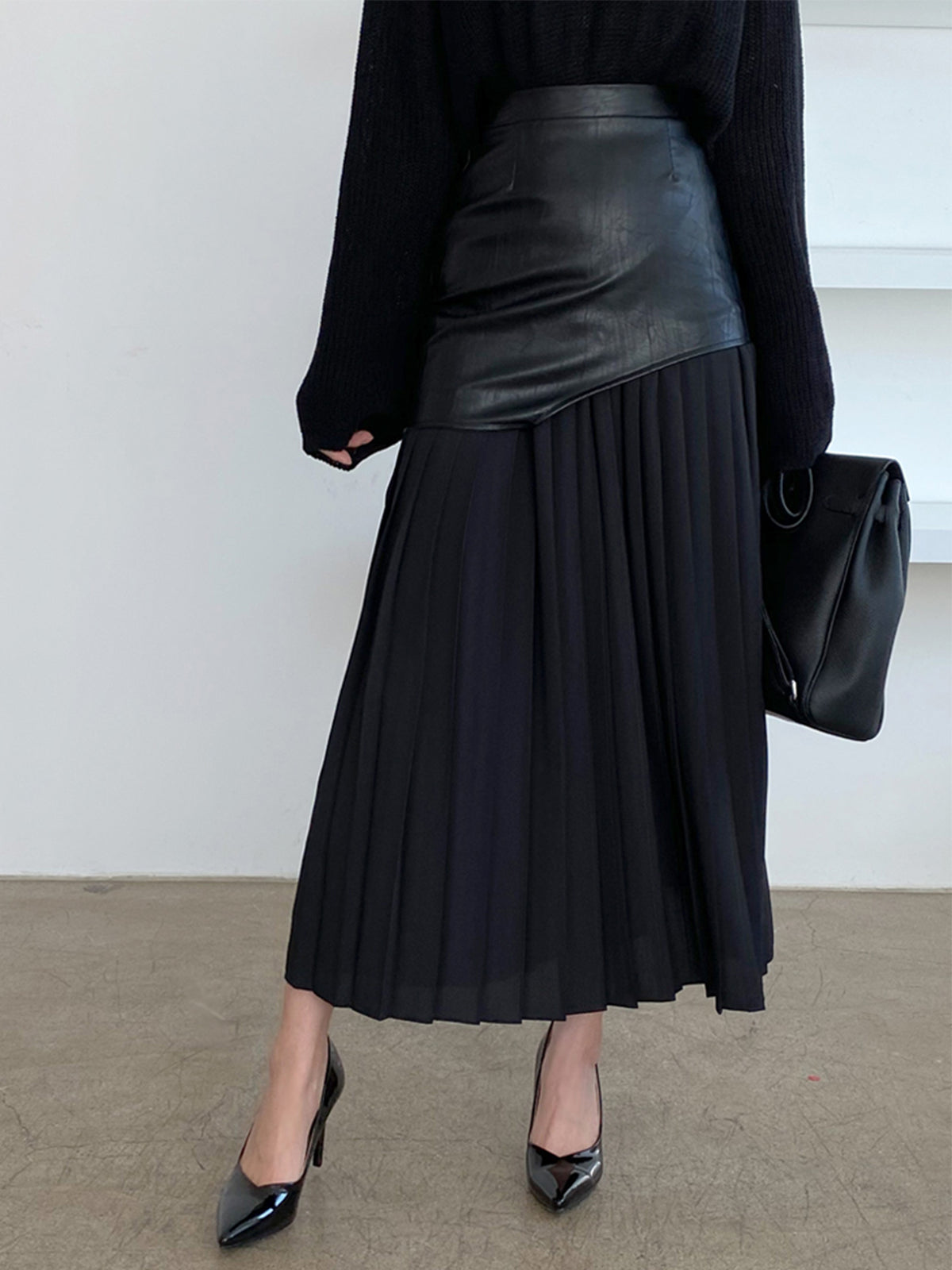 Crown Elara™ | Asymmetric Patchwork Midi Skirt