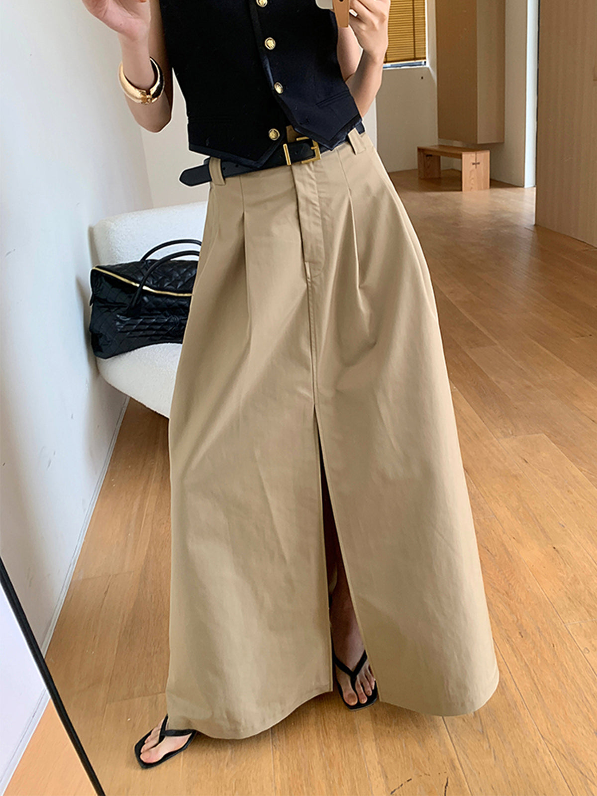 Crown Elara™ | Cotton Split Maxi Skirt