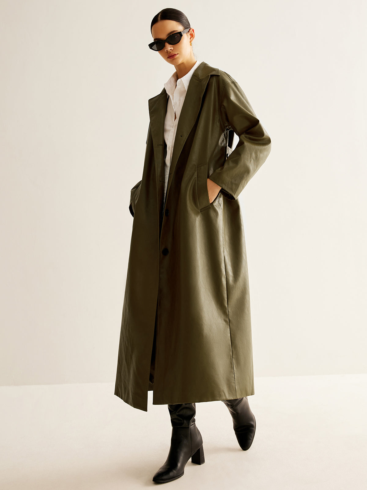 Crown Elara™ | Oversized Faux Leather Jacket