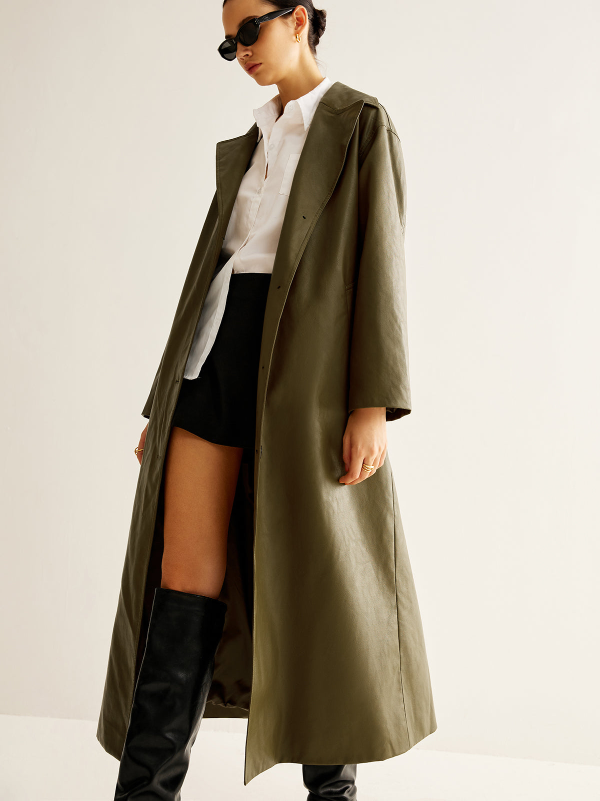 Crown Elara™ | Oversized Faux Leather Jacket