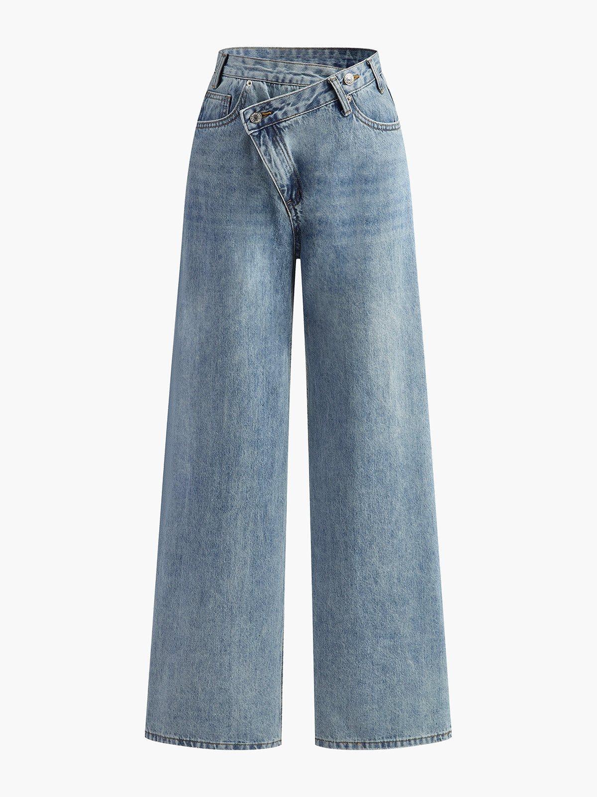 Crown Elara™ | Asymmetric Waist Wide-Leg Jeans