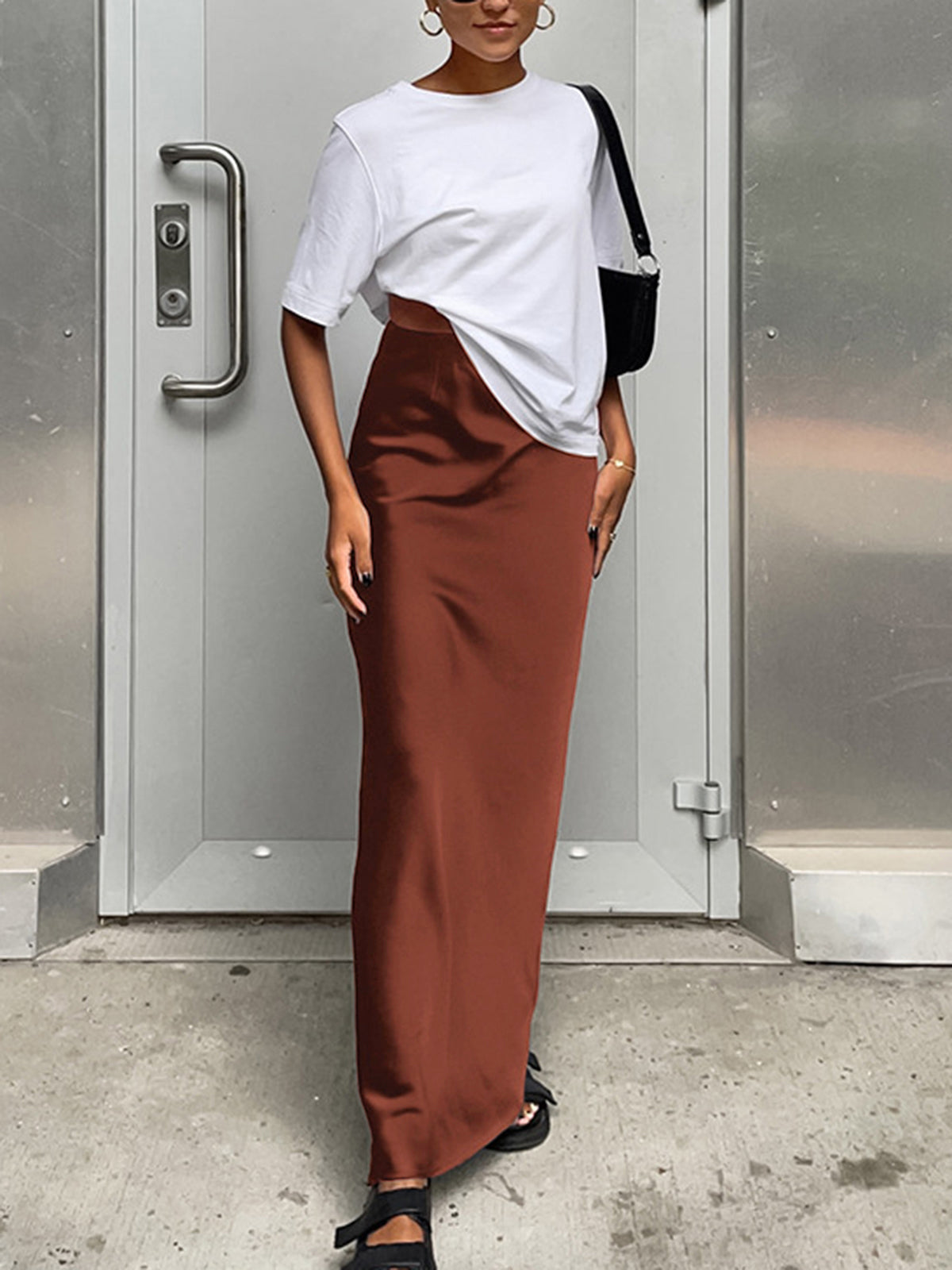 Crown Elara™ | Satin Maxi Skirt