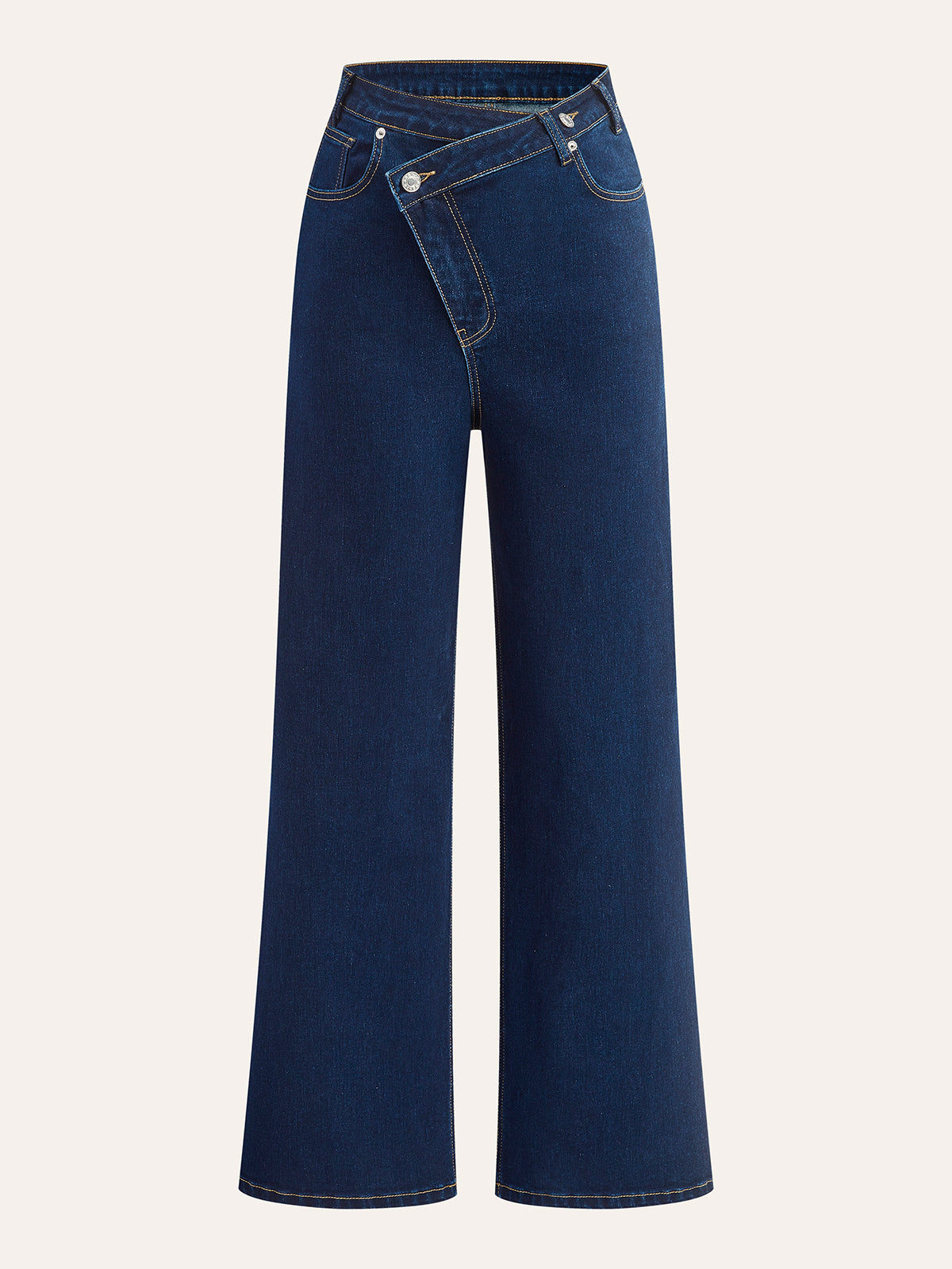 Crown Elara™ | Asymmetric Waist Wide-Leg Jeans