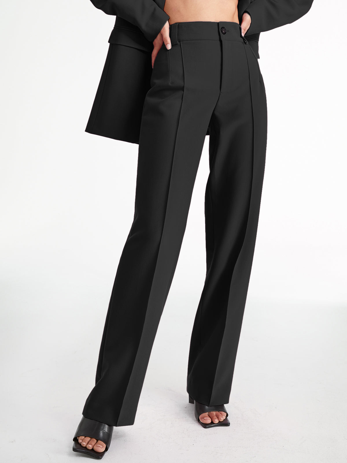 Crown Elara™ | High Waisted Pleat Front Trousers