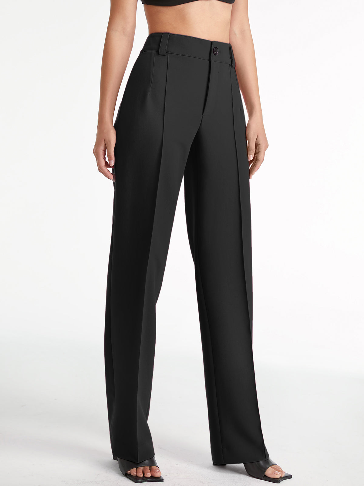 Crown Elara™ | High Waisted Pleat Front Trousers