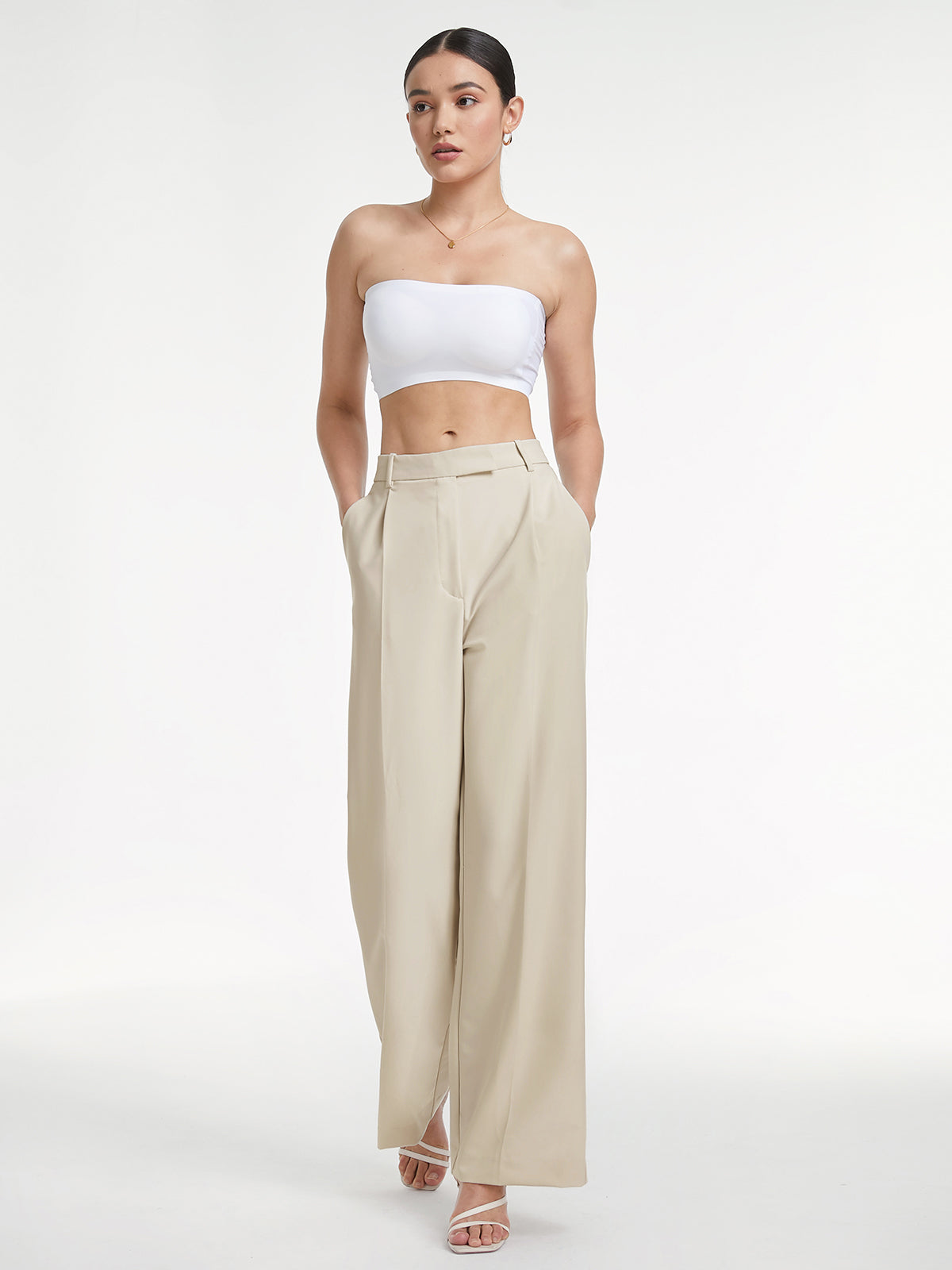 Crown Elara™ | High Waisted Wide Leg Trousers