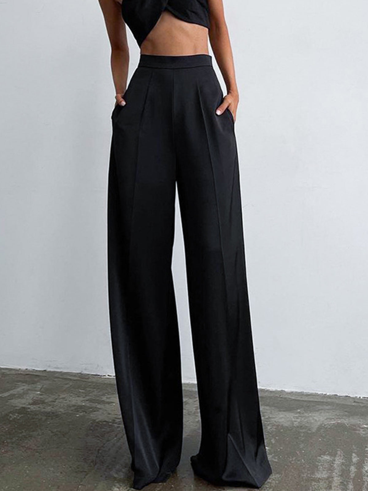 Crown Elara™ | Satin Wide Leg Trousers