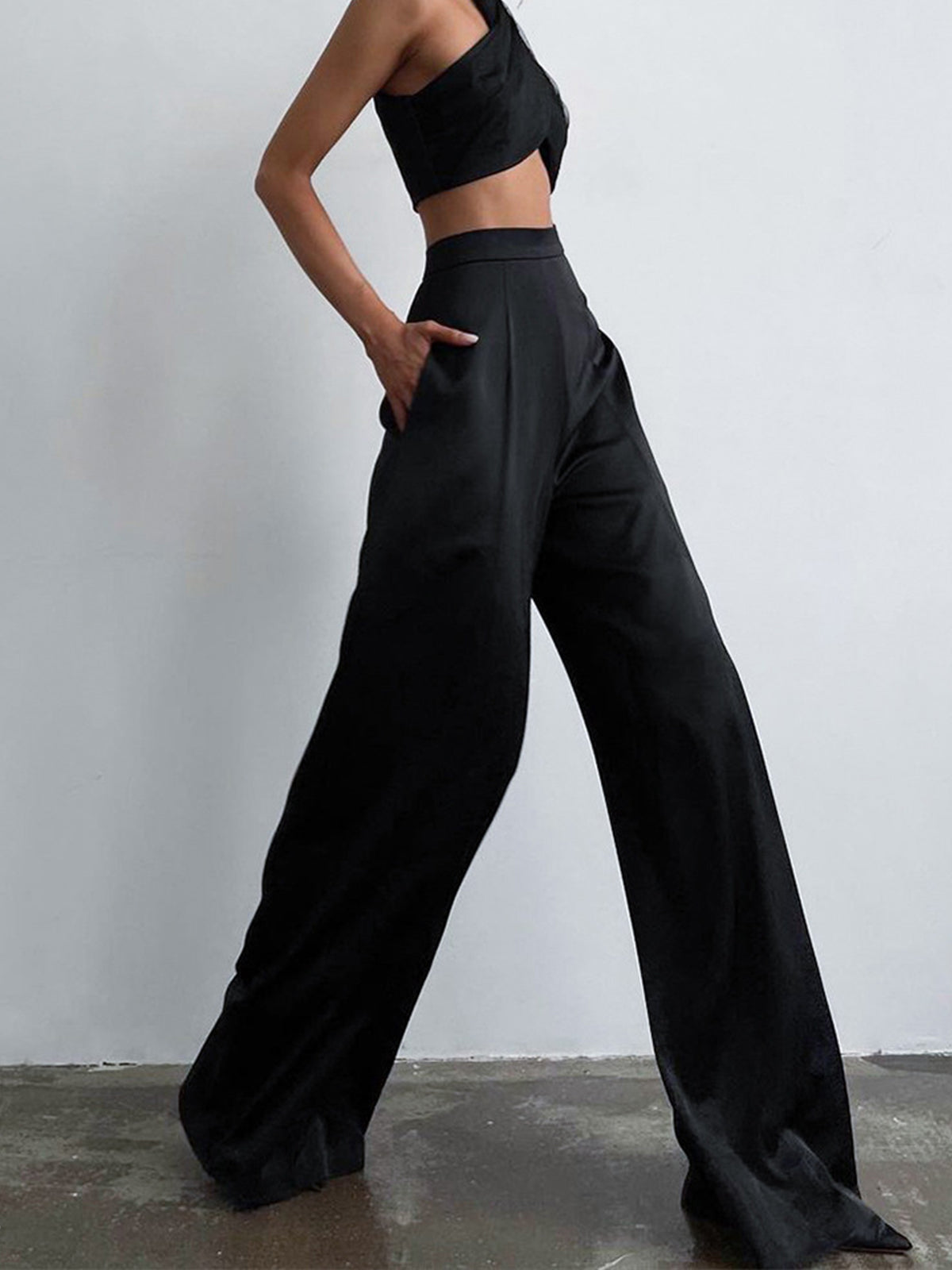 Crown Elara™ | Satin Wide Leg Trousers