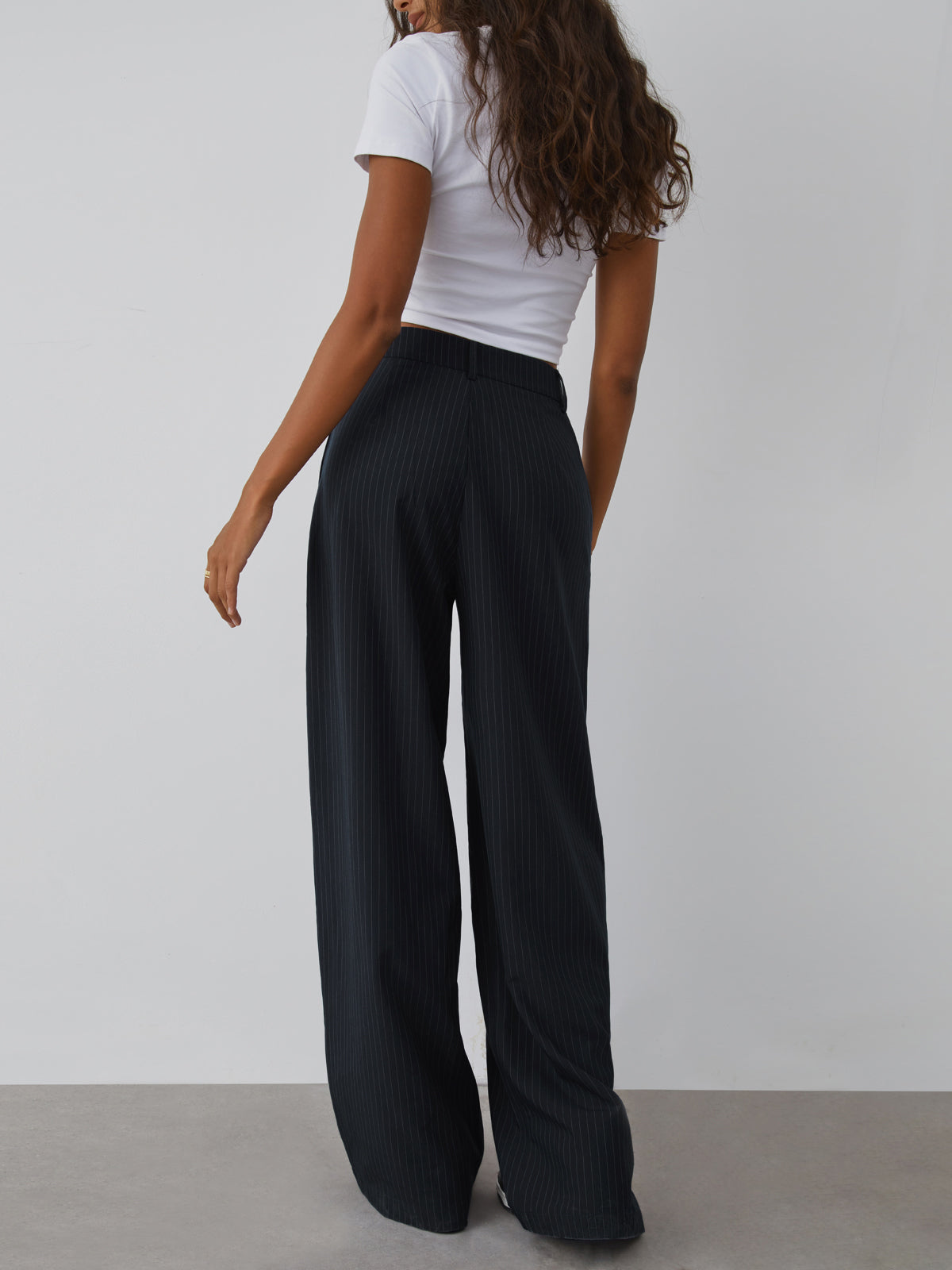 Crown Elara™ | Pinstripe Wide Leg Dress Pants