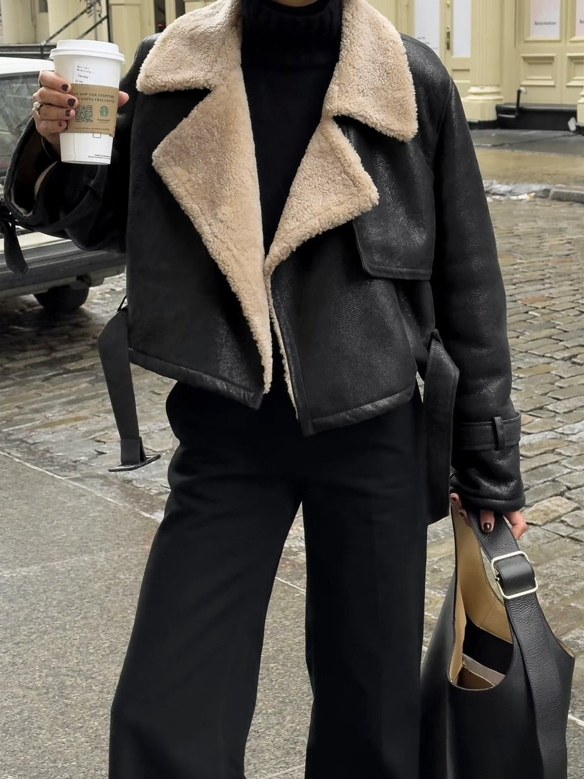 Crown Elara™ | Shearling Leather Flight Jacket