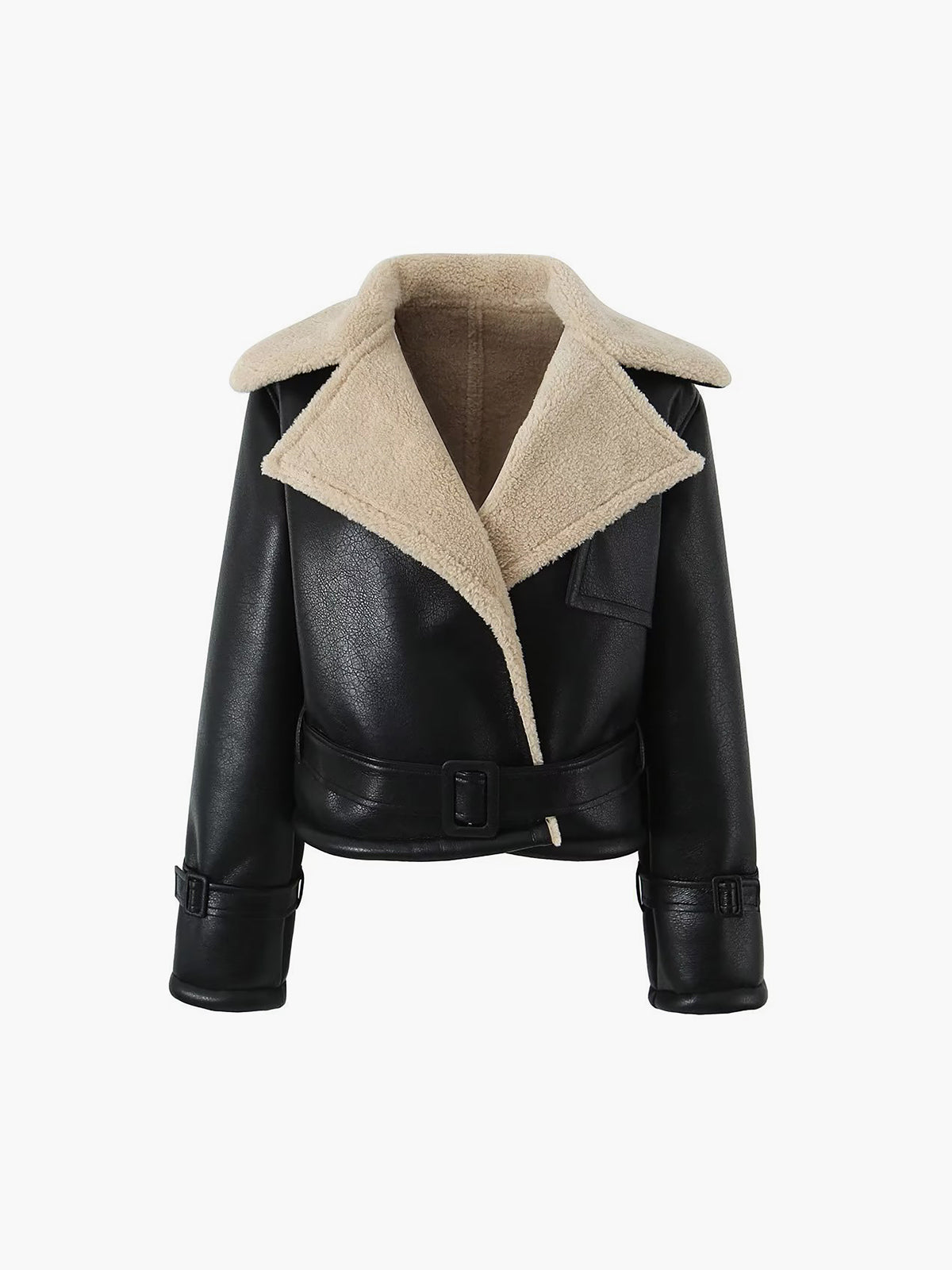 Crown Elara™ | Shearling Leather Flight Jacket