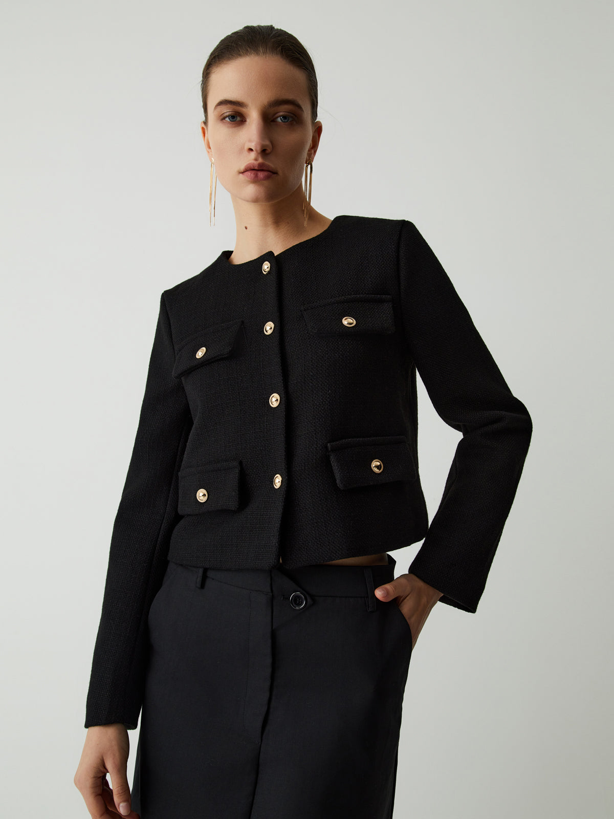 Crown Elara™ | Tweed Button Jacket