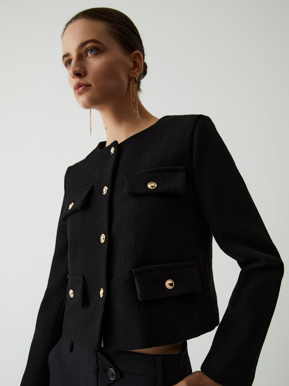 Crown Elara™ | Tweed Button Jacket