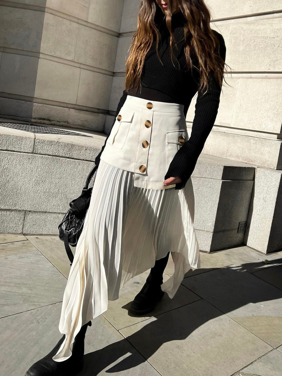 Crown Elara™ | Patchwork Asymmetrical Midi Skirt