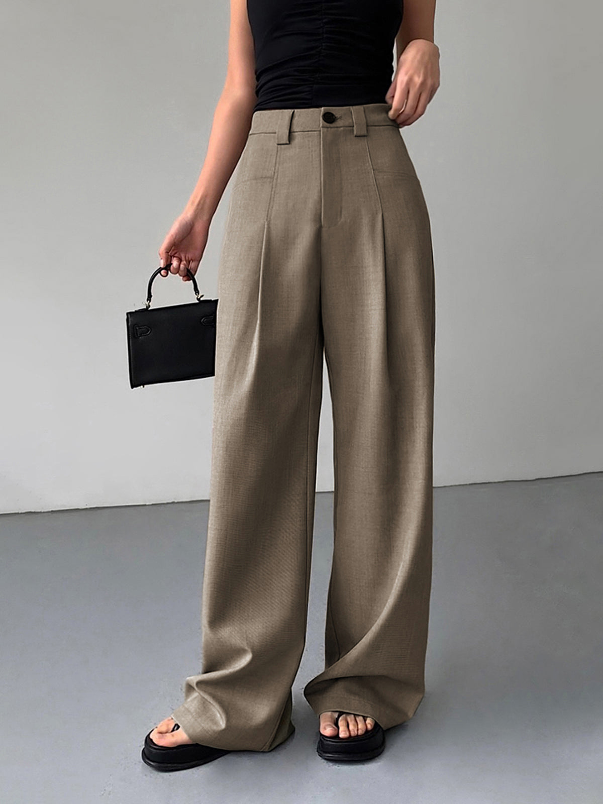 Crown Elara™ | Pleated Wide Leg Trousers