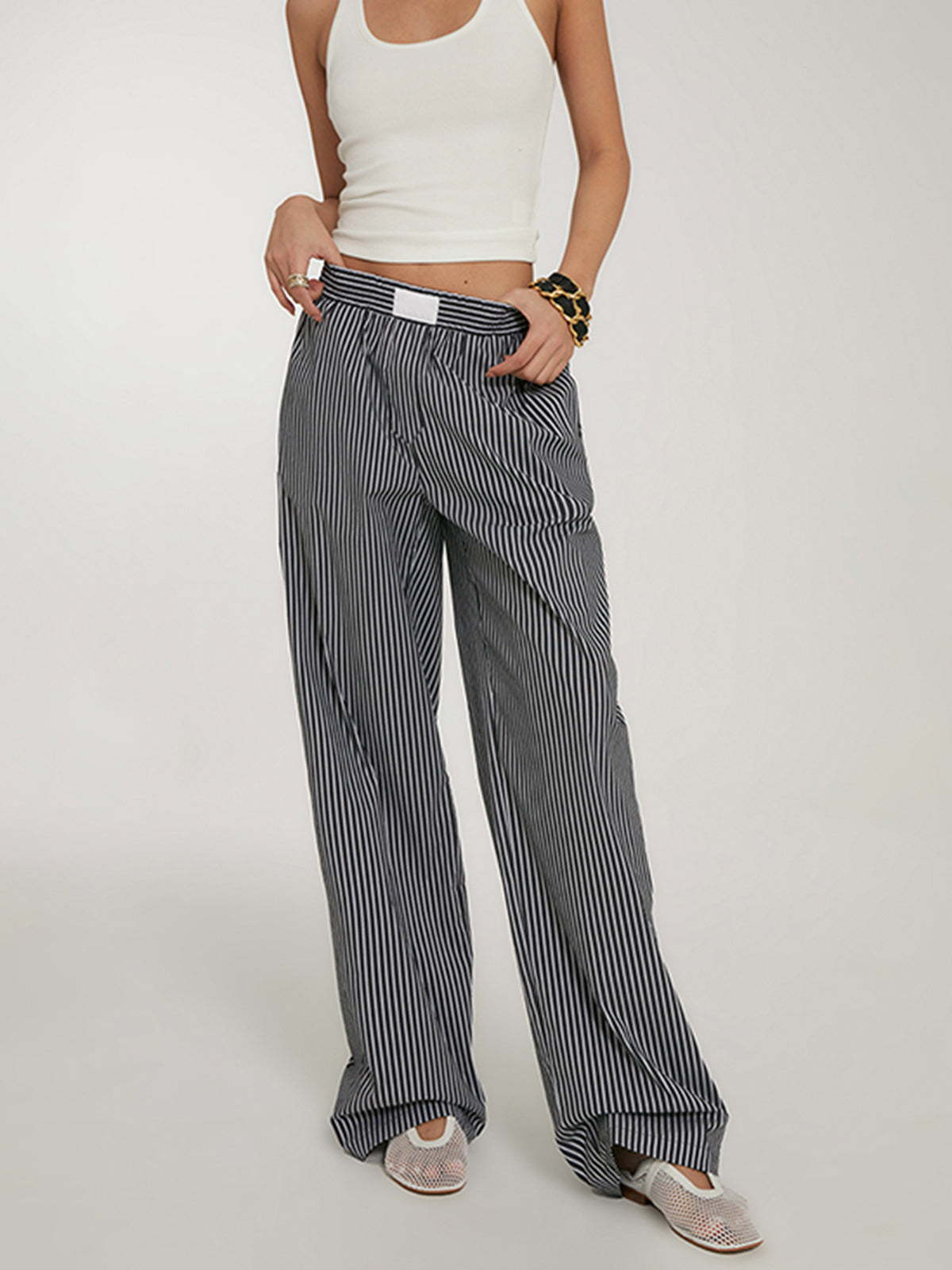 Crown Elara™ | Striped Wide Leg Trousers