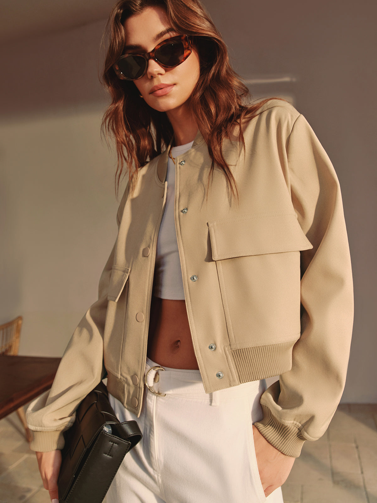 Crown Elara™ | Round Neck Pocket Jacket