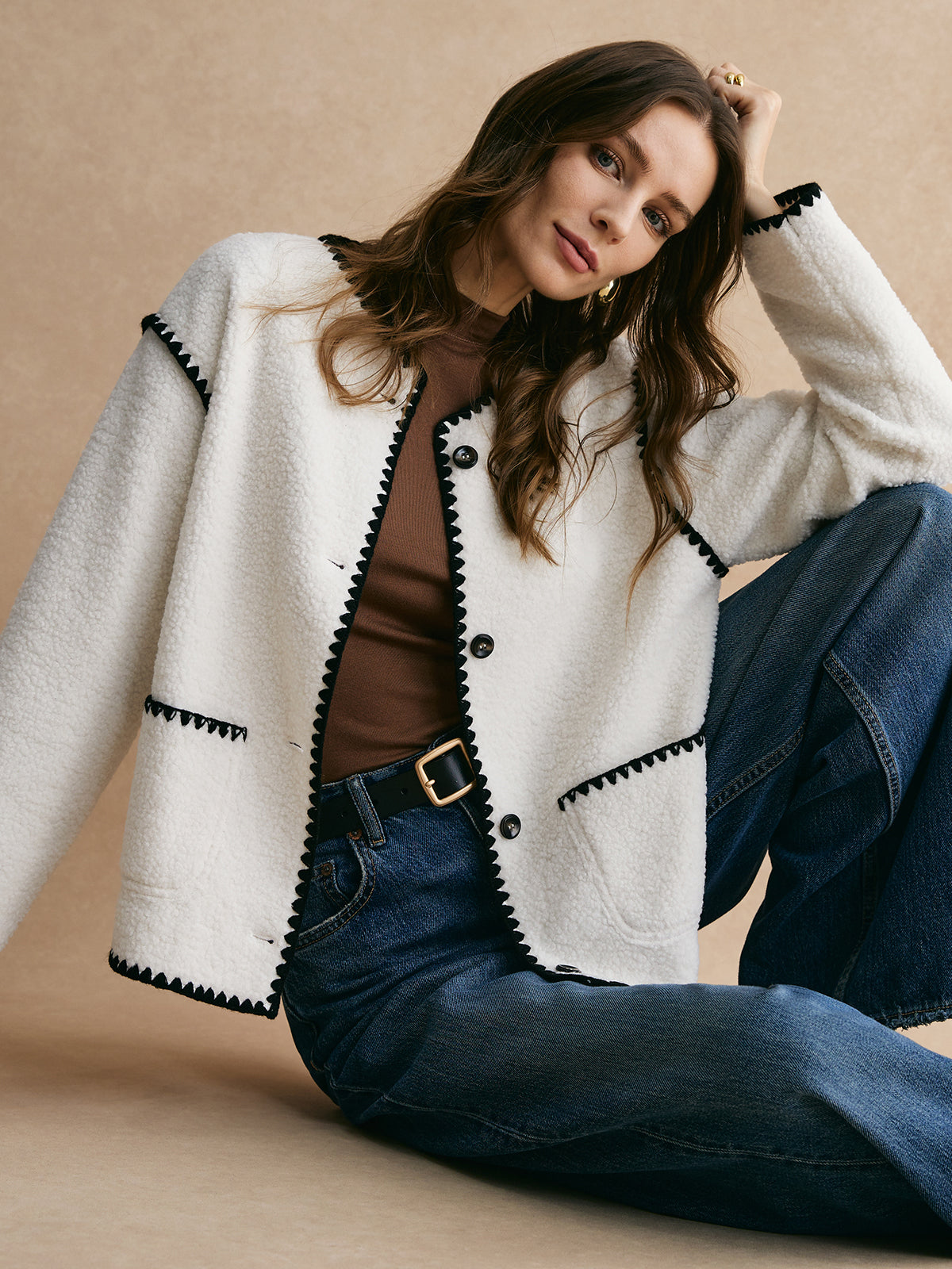 Crown Elara™ | Contrast Trim Minky Fleece Jacket