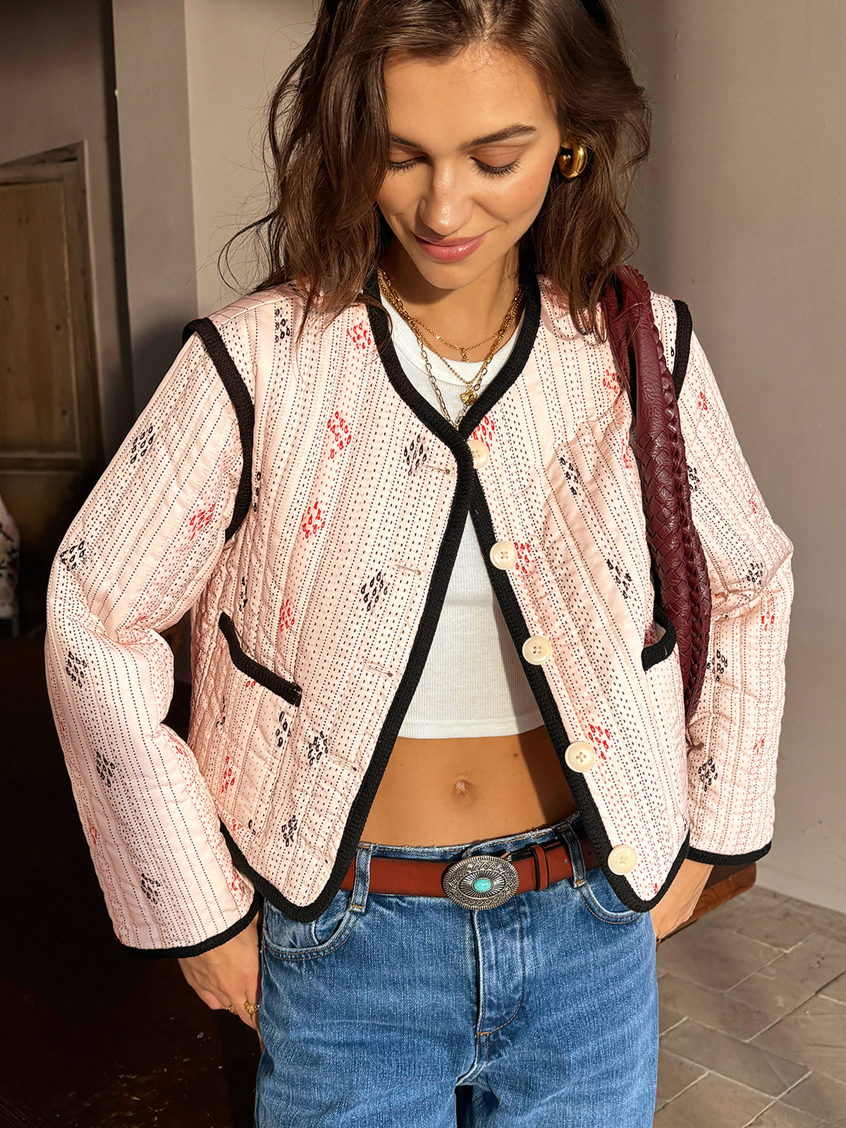 Crown Elara™ | Contrast Piping Short Jacket