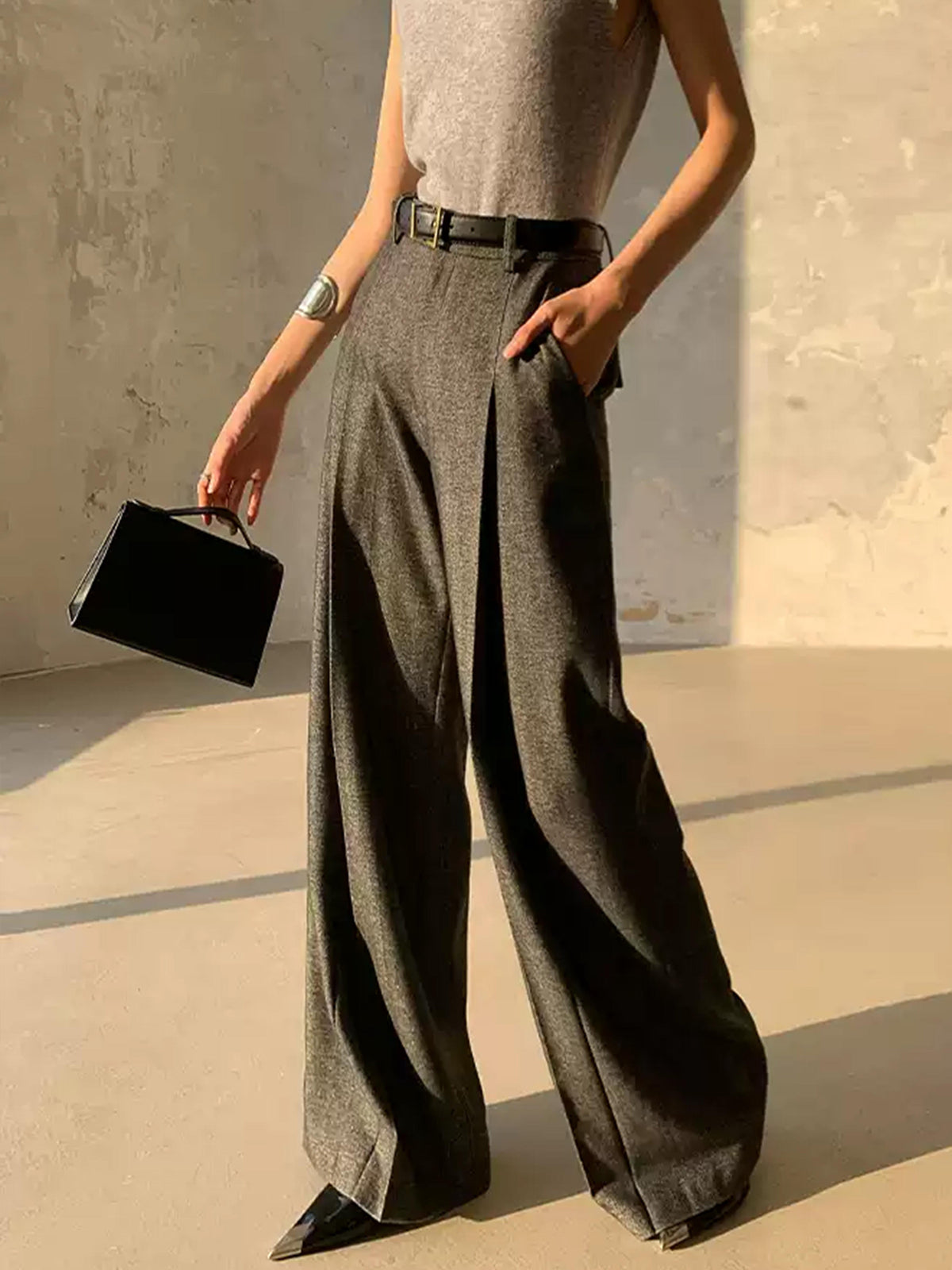 Crown Elara™ | High Waist Pleated Pants
