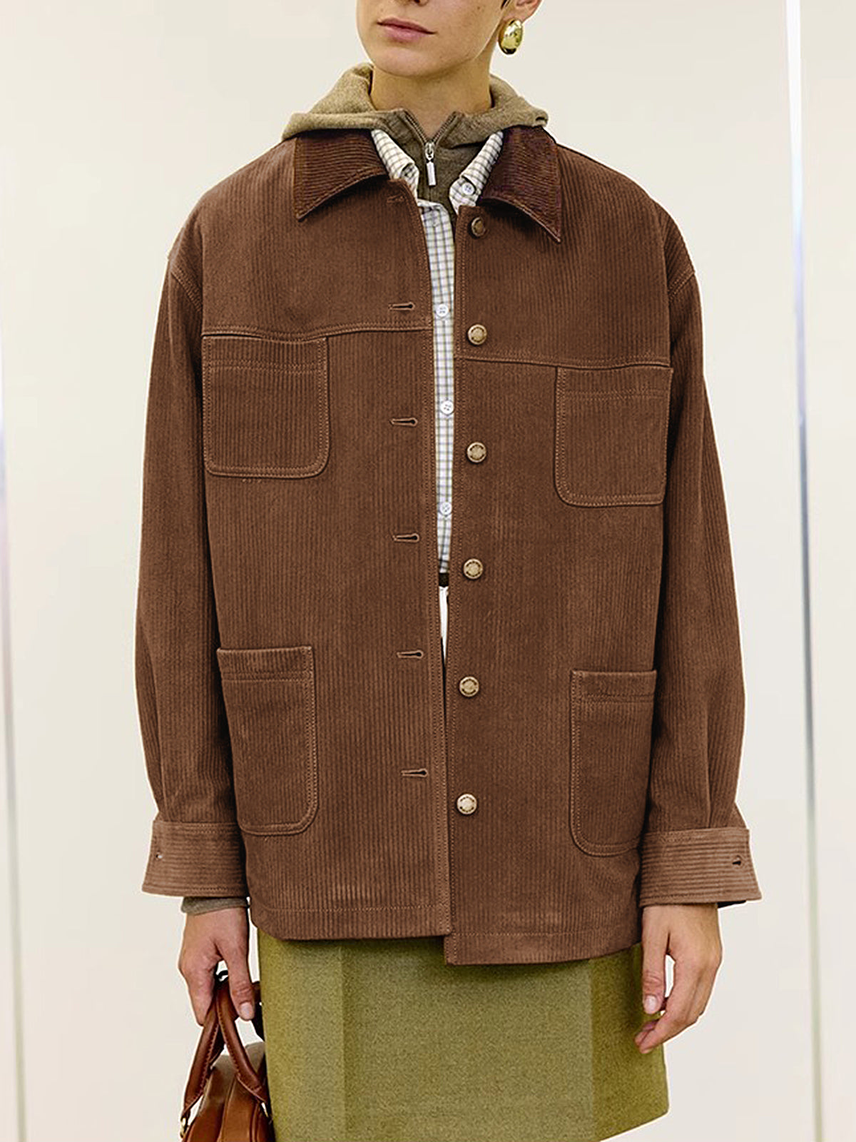 Crown Elara™ | Corduroy Cargo Polo Jacket
