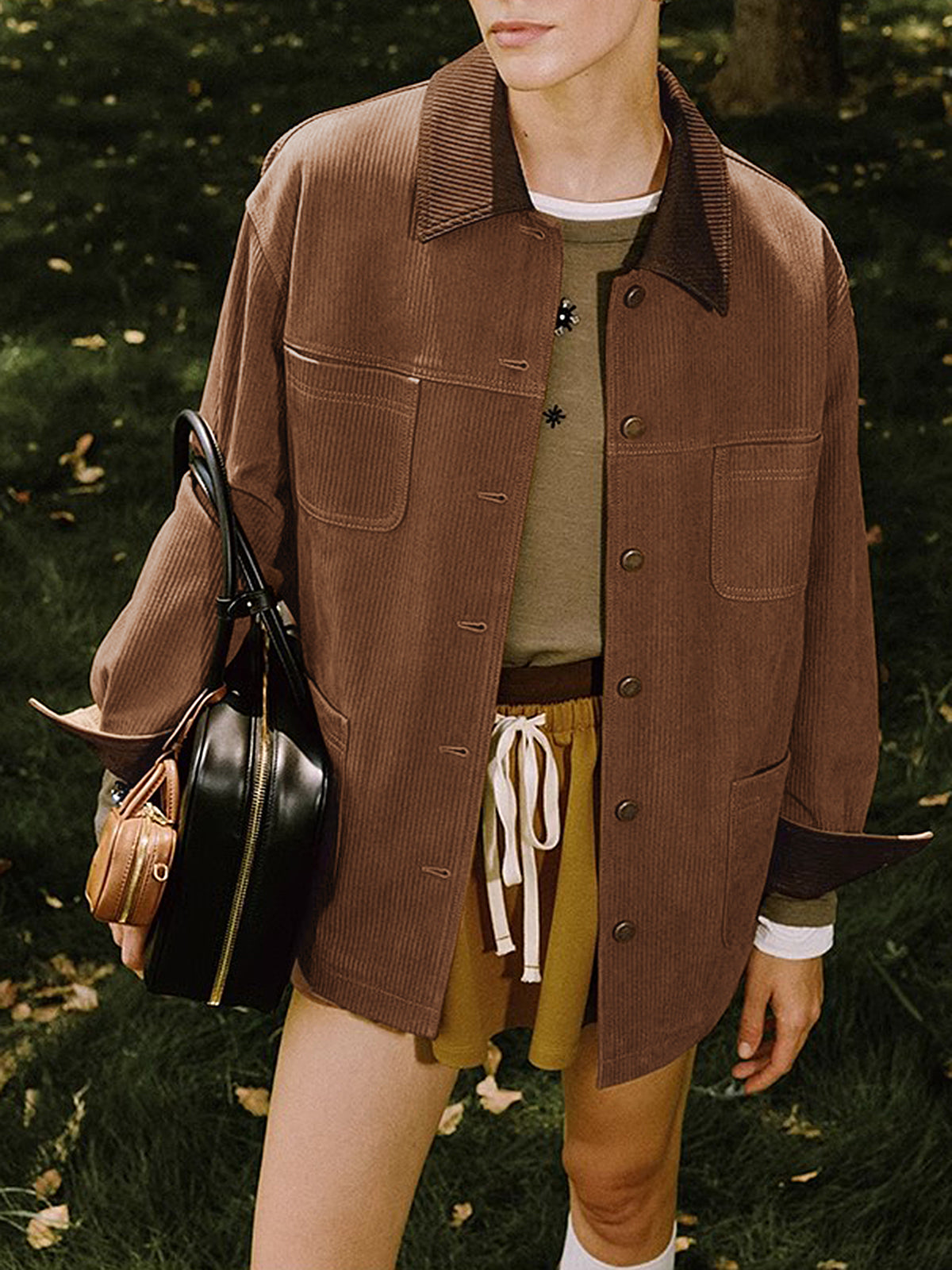 Crown Elara™ | Corduroy Cargo Polo Jacket