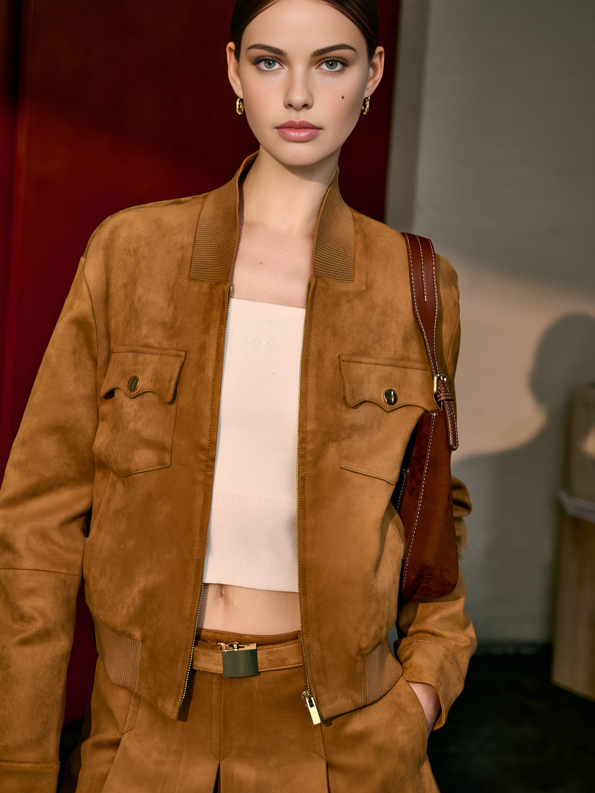 Crown Elara™ | Suede Zipper Jacket
