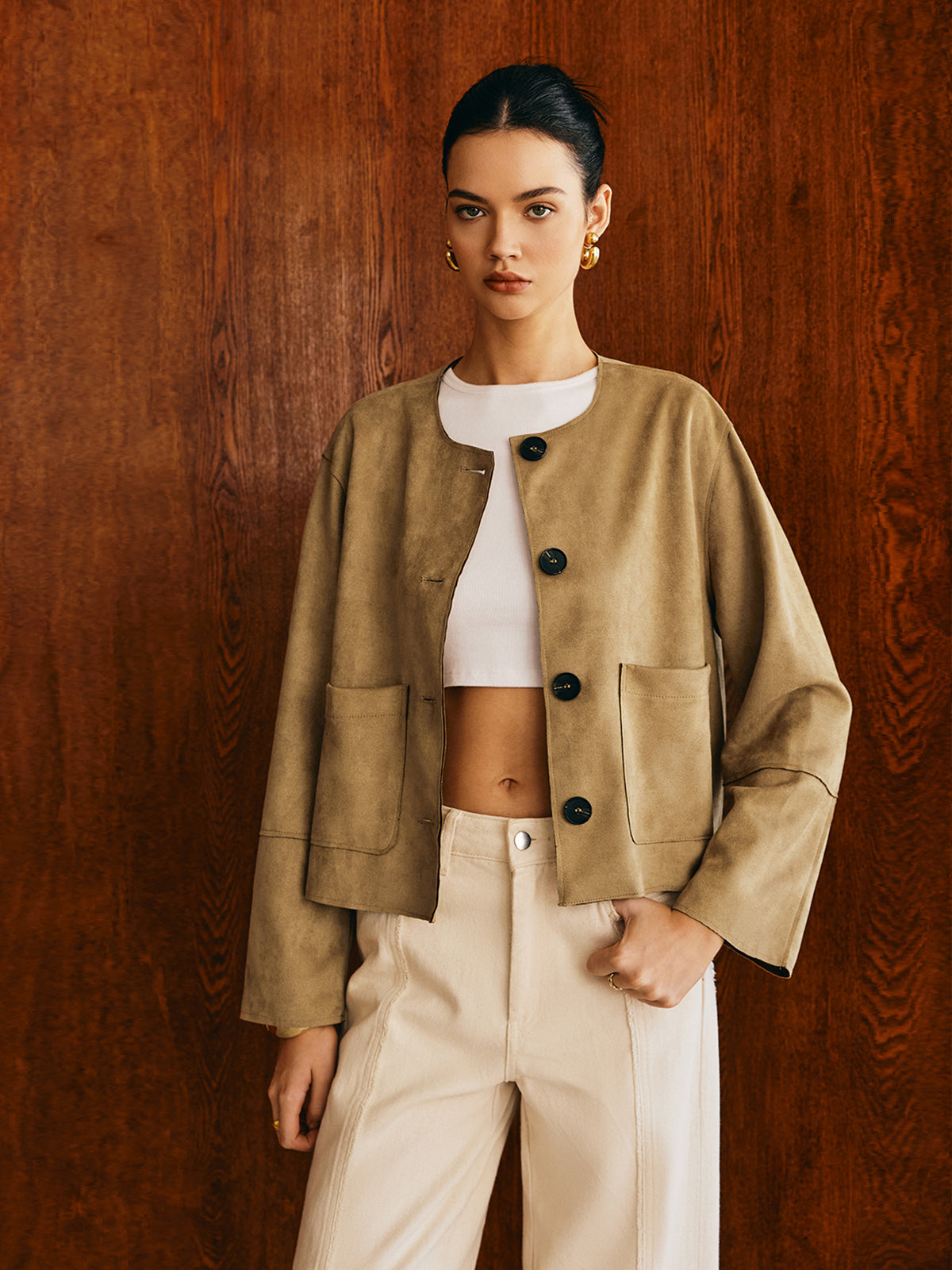 Crown Elara™ | Suede Jacket With Large Pockets