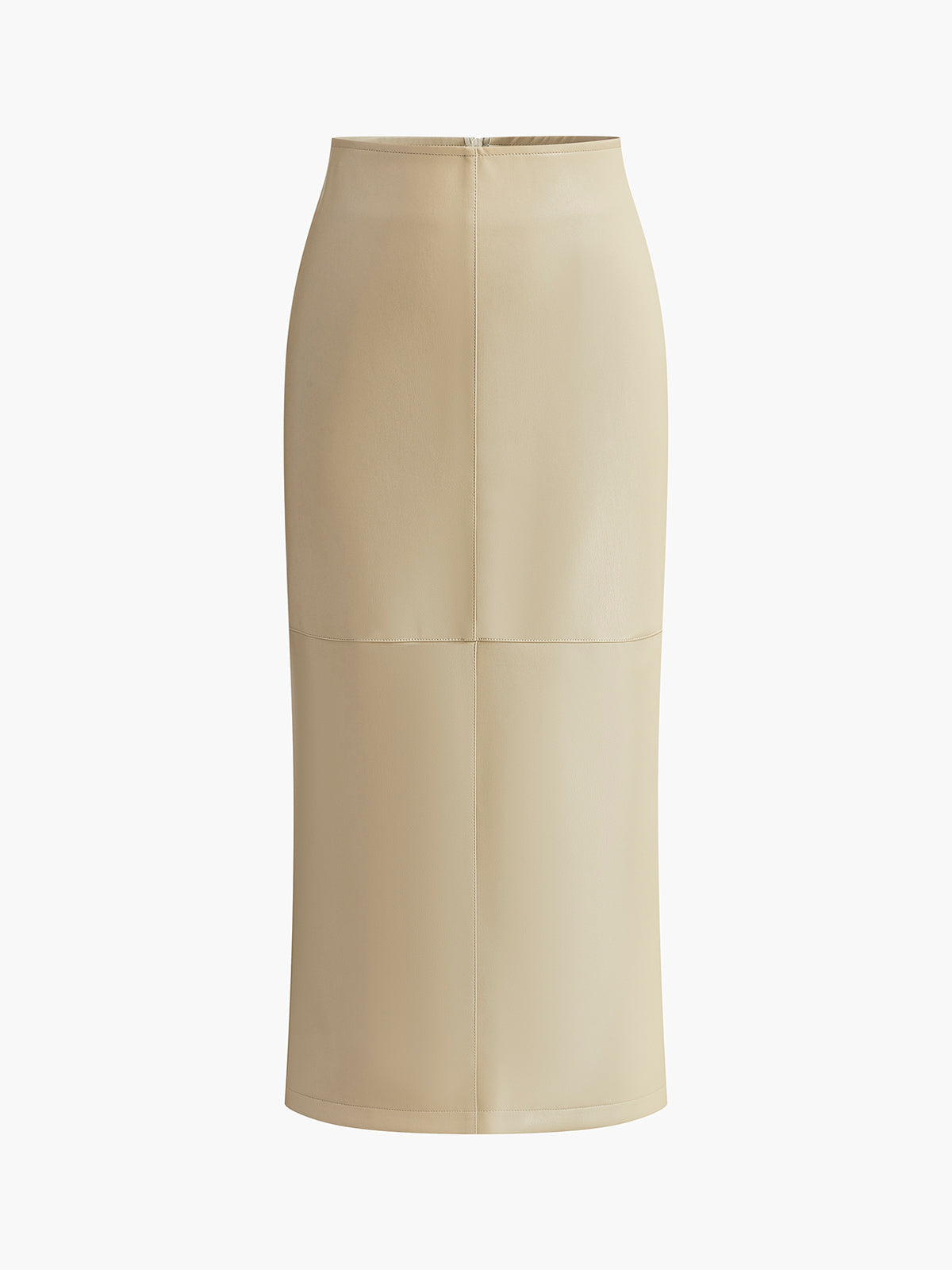 Crown Elara™ | Faux Leather Piping Midi Skirt