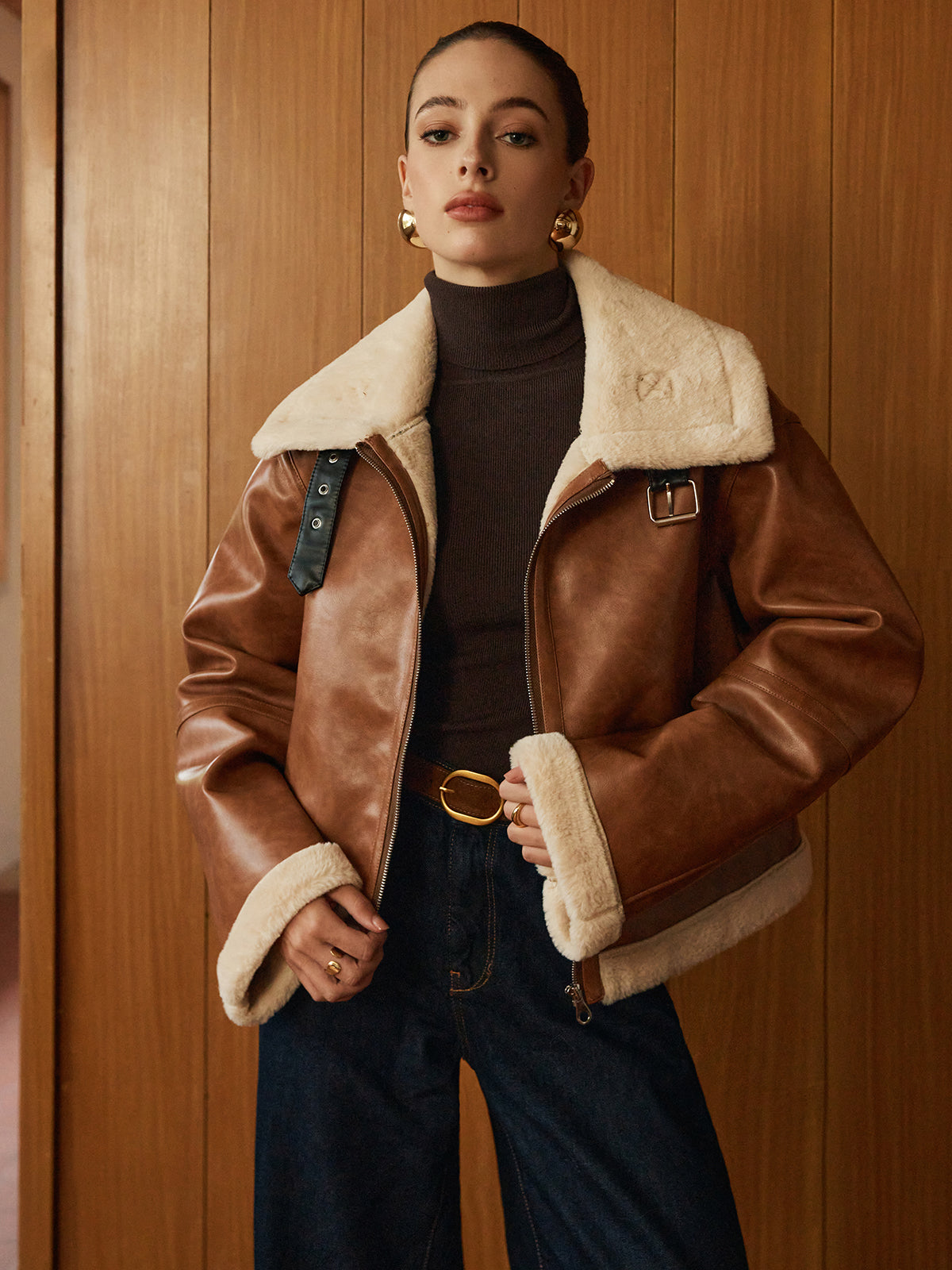 Crown Elara™ | Minky Faux Leather Jacket